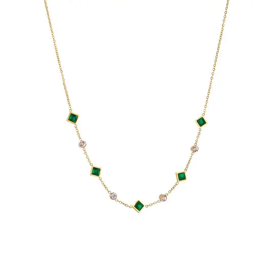 Collana Geometrica Emeraldo Dorato