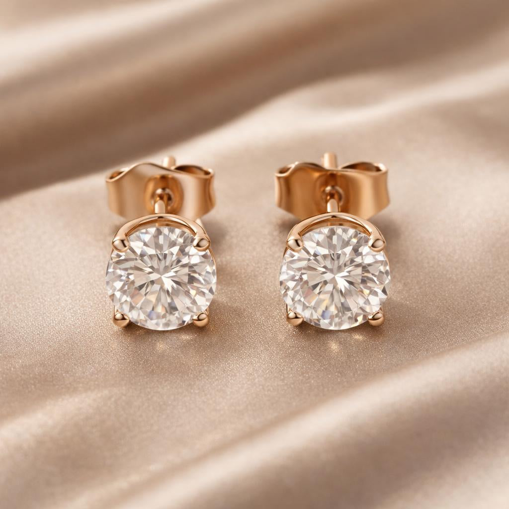 Orecchini in zirconio con oro bianco