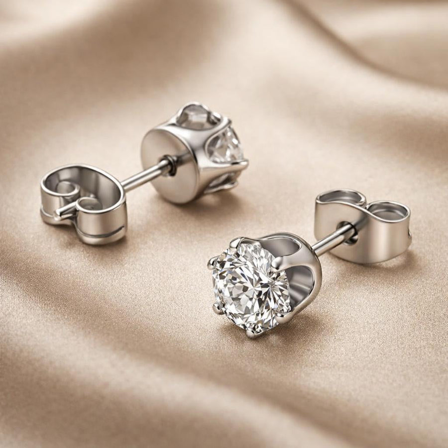 Orecchini in zirconio con oro bianco