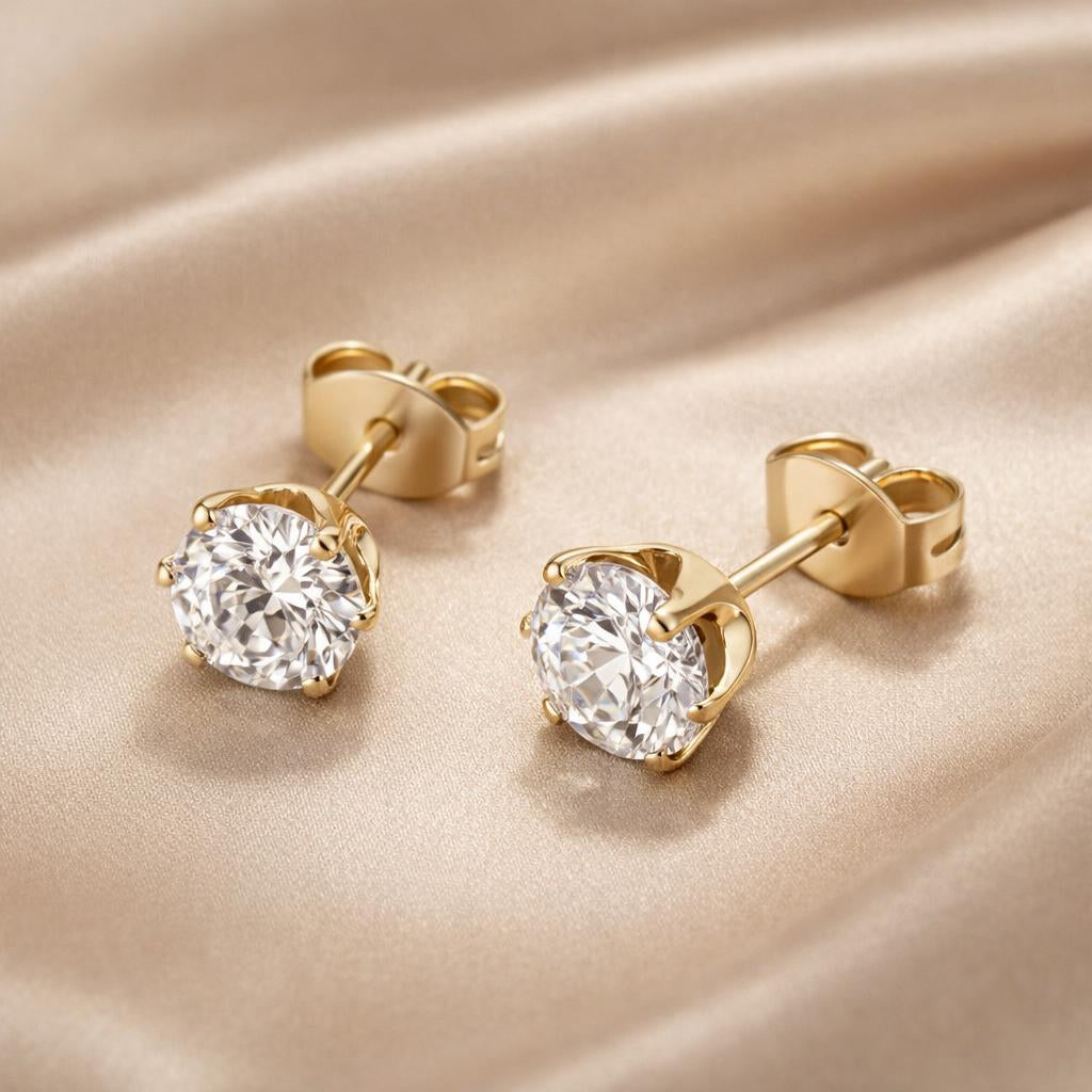 Orecchini in zirconio con oro bianco
