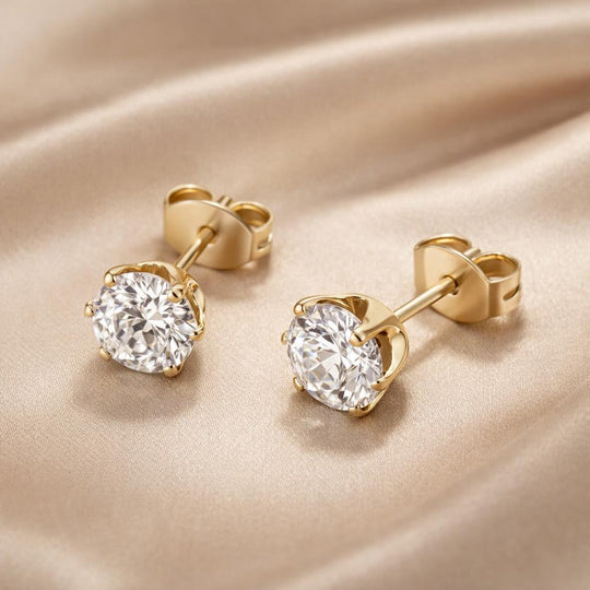 Orecchini in zirconio con oro bianco