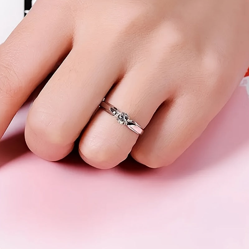 Anello minimalista in zirconio con oro bianco