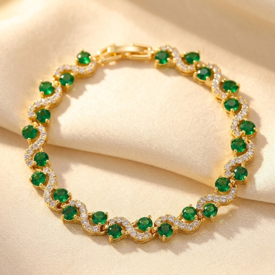 Bracciale Halo in Oro con Smeraldo