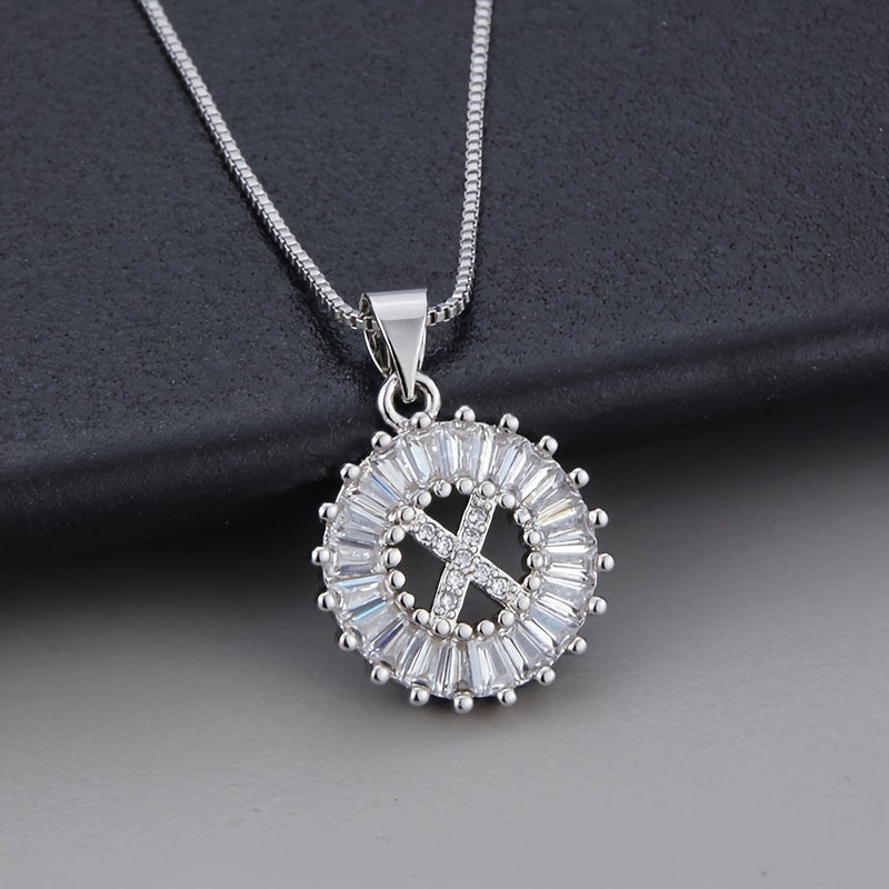 Collana in oro bianco con iniziale "Z" e zirconia
