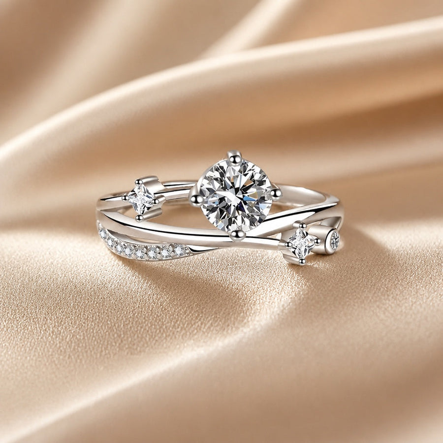 Anello in Zirconio Oro Bianco Cielo Stellato