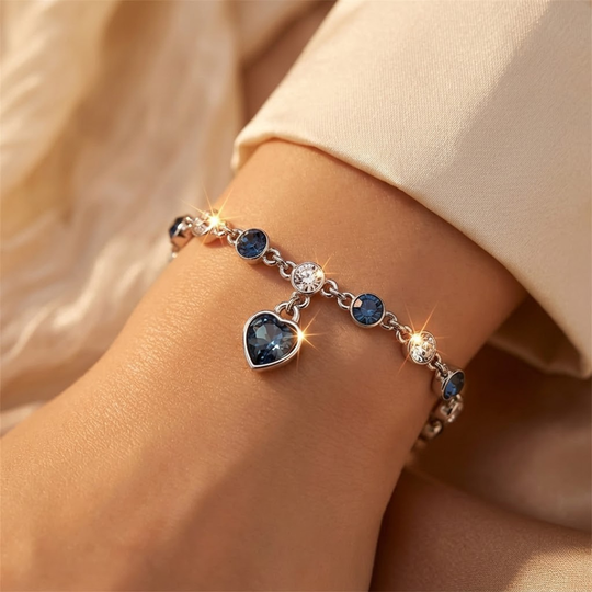Bracciale a Catena in Cuore di Zaffiro Argentato