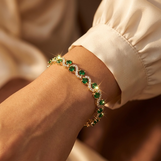 Bracciale Halo in Oro con Smeraldo