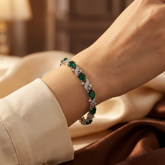 Bracciale Vintage in Argento con Smeraldo