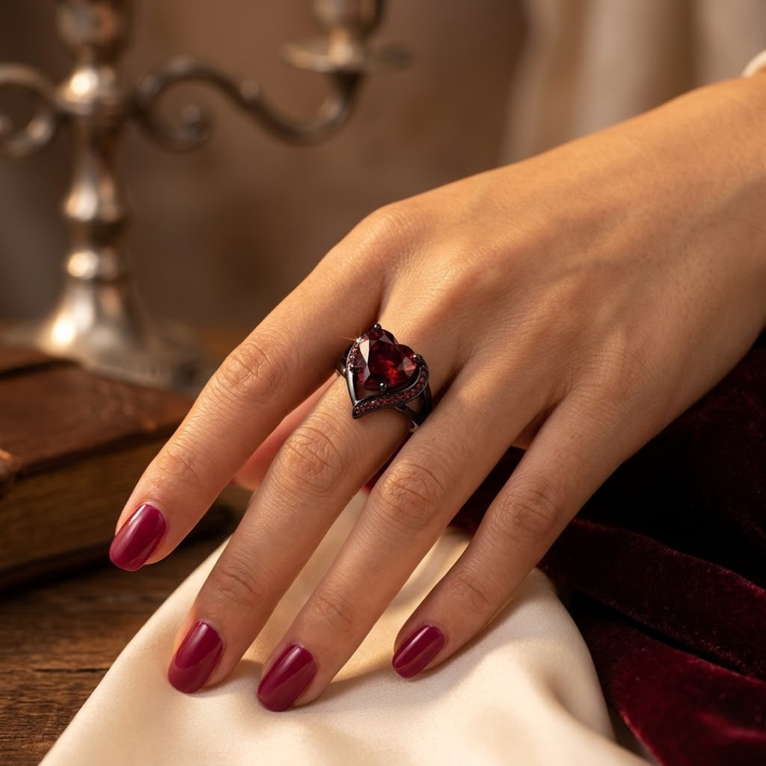 Anello Cuore in Rubino Argento