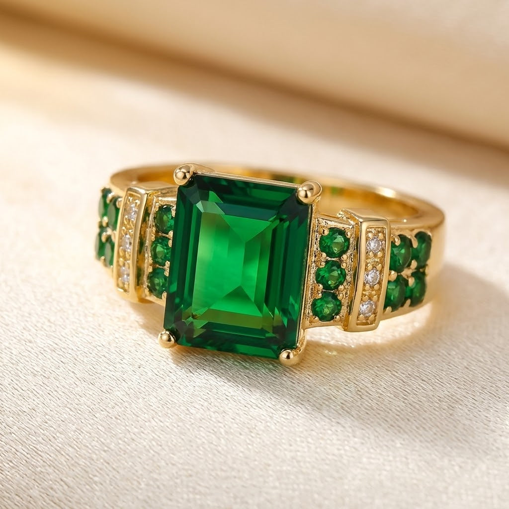 Anello Multi-Gemma in Oro Smeraldo