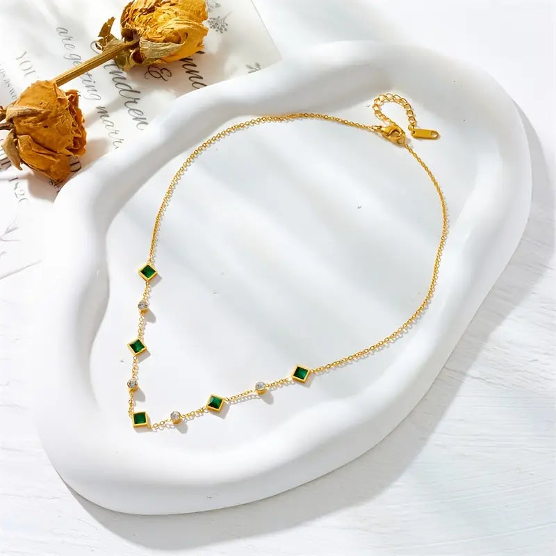 Collana Geometrica Emeraldo Dorato