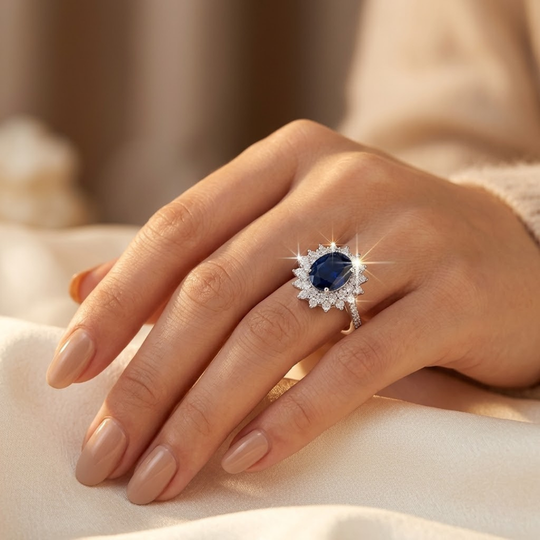 Anello Halo Zaffiro in Oro