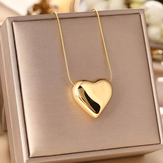 Collana Elegante con Pendente a Cuore Puff in Oro Bianco