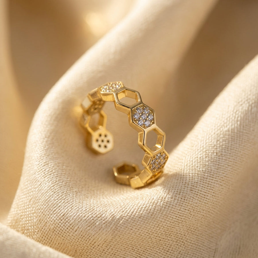 Anello Aperto Geometrico in Oro