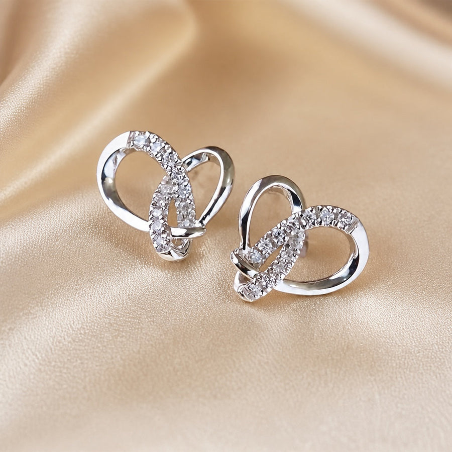 Orecchini Geometrici a Poussette in Zirconio e Oro Bianco