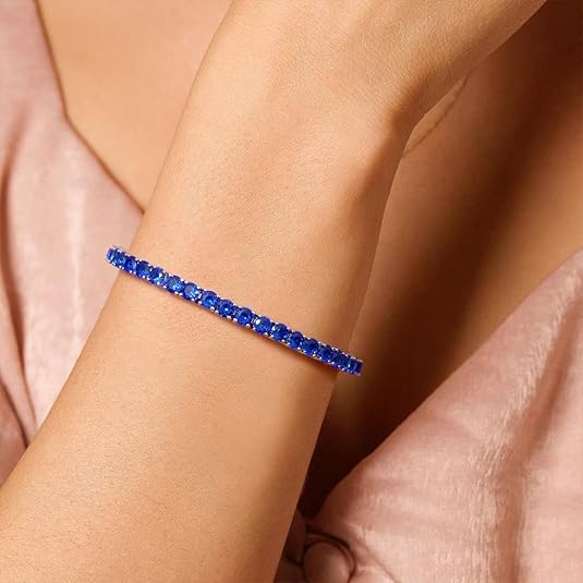 Bracciale Tennis in Zaffiro | Oro Bianco