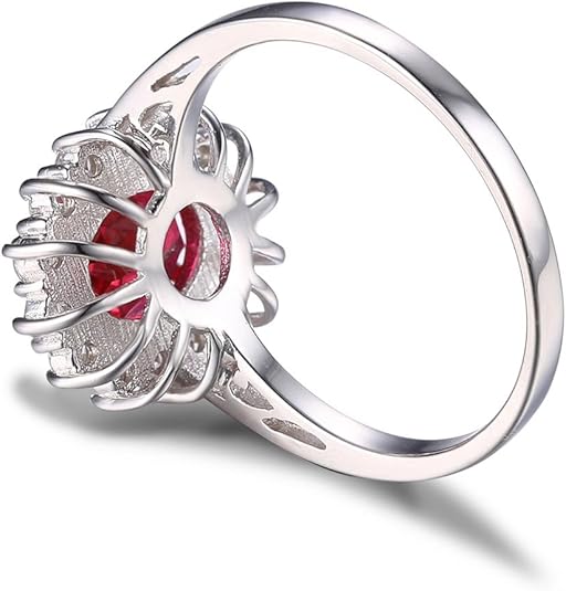 Anello Halo in Rubino Classico | Oro Bianco