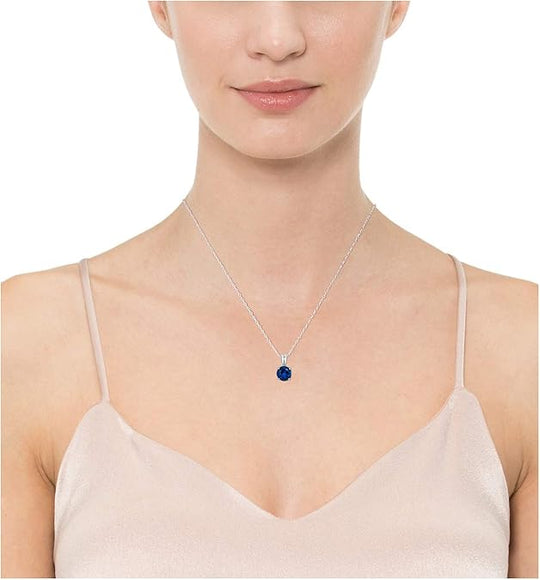 Collana in Zaffiro a Taglio Rotondo | Oro Bianco