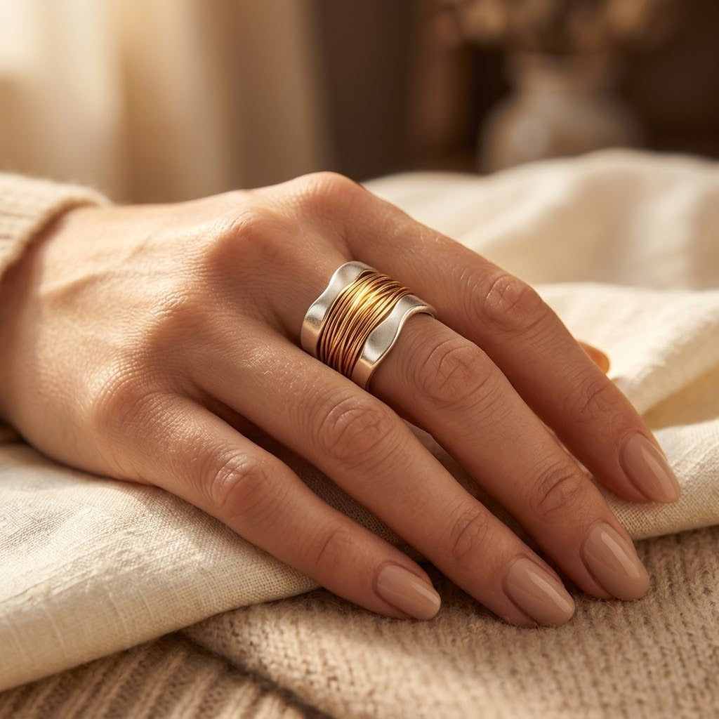 Anello in Argento e Oro Avvolto