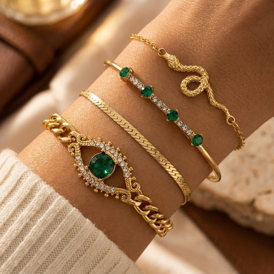 Set di Bracciali in Emeraldo Dorato