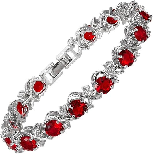 Bracciale Tennis in Rubino | Oro Bianco