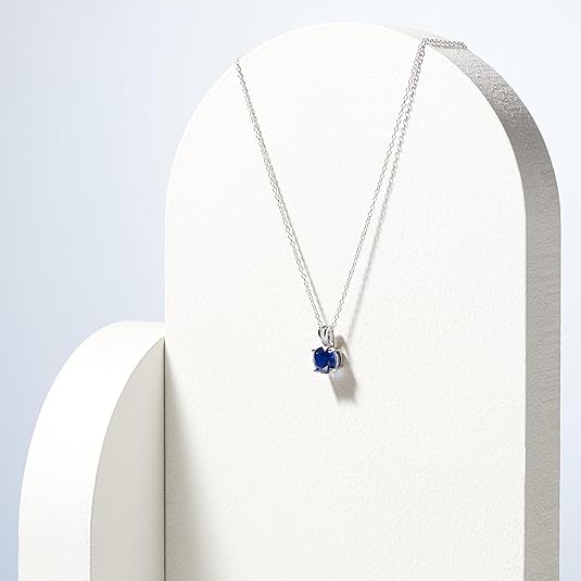 Collana in Zaffiro a Taglio Rotondo | Oro Bianco