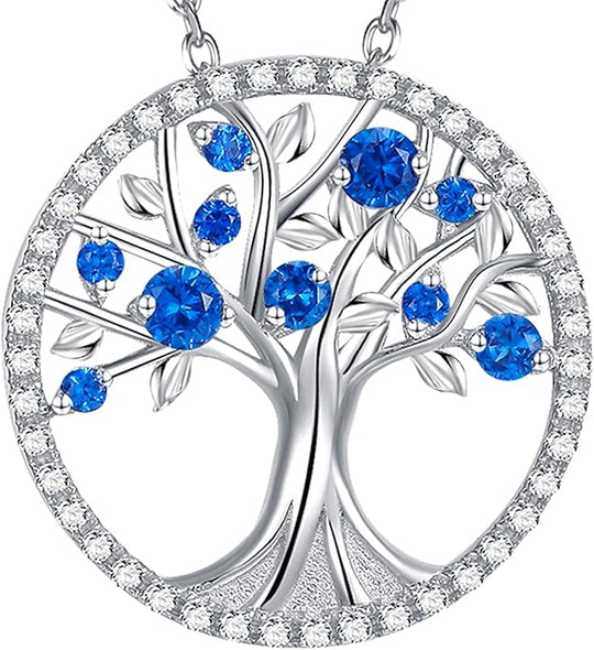 Collana Albero della Vita in Zaffiro | Oro Bianco