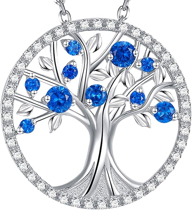 Collana Albero della Vita in Zaffiro | Oro Bianco