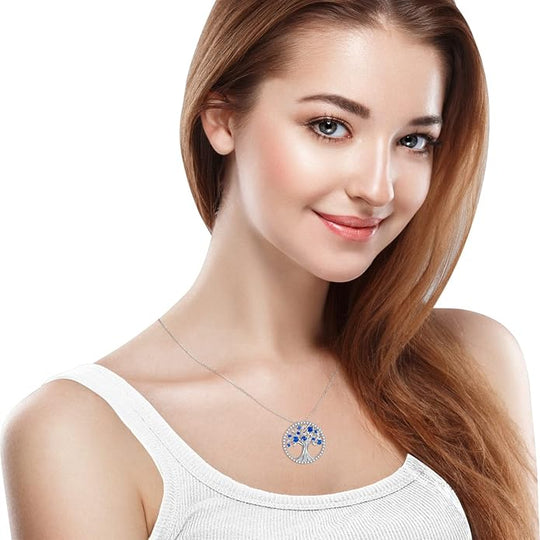 Collana Albero della Vita in Zaffiro | Oro Bianco