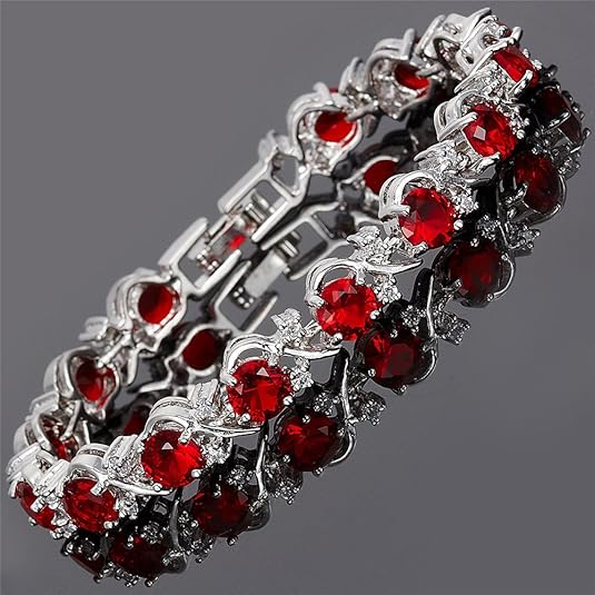 Bracciale Tennis in Rubino | Oro Bianco