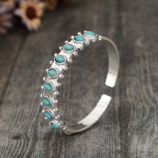 Bracciale a Cuff in Turchese Azmira | Oro Bianco
