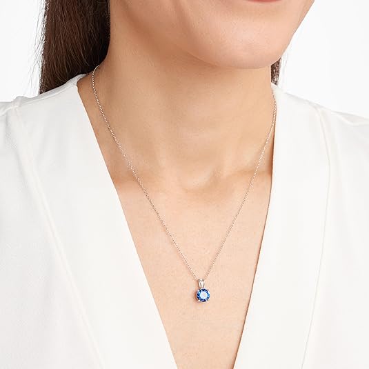 Collana in Zaffiro a Taglio Rotondo | Oro Bianco