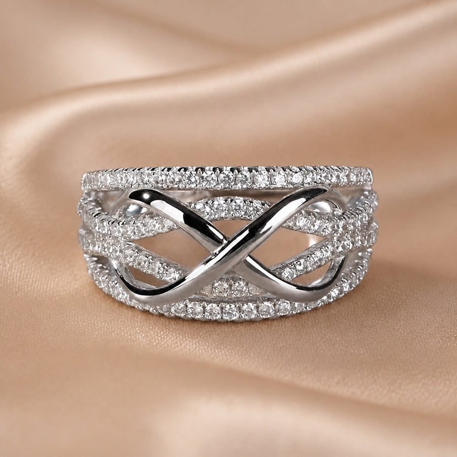 Anello "Infinito" in zirconio placcato oro bianco