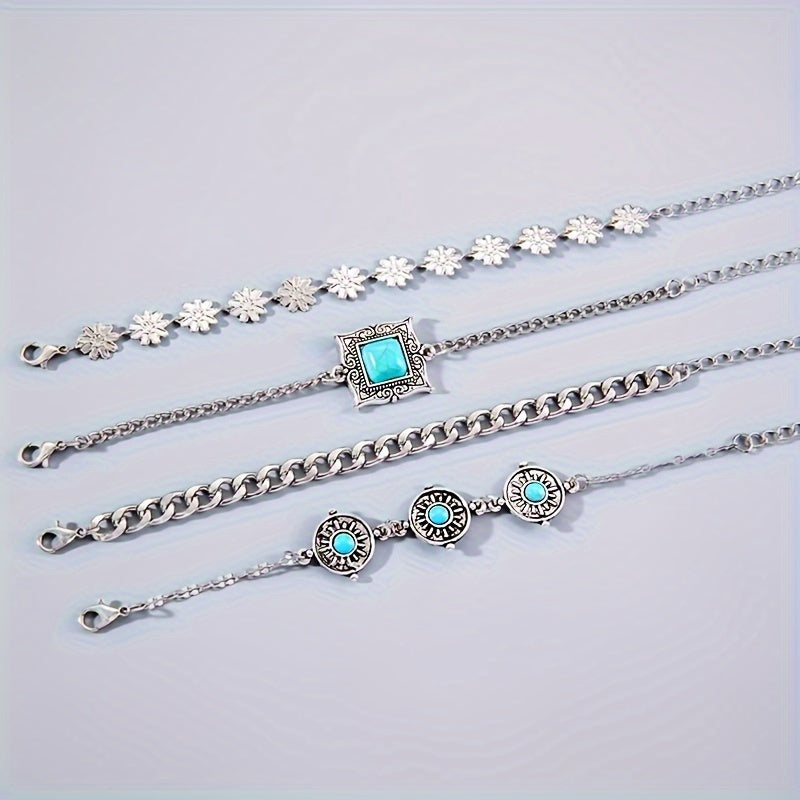 Set di Braccialetti a Strati in Pietra del Cielo | Oro Bianco