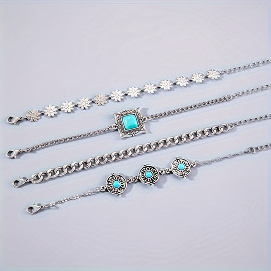 Set di Braccialetti a Strati in Pietra del Cielo | Oro Bianco