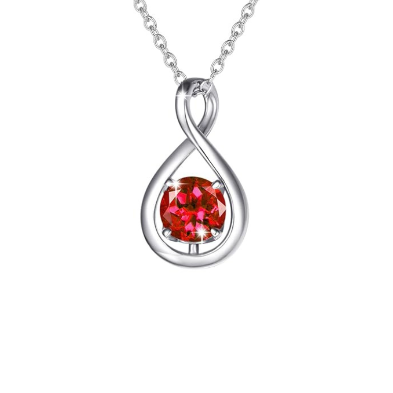 Collana con Pendente Infinity in Rubino | Oro Bianco