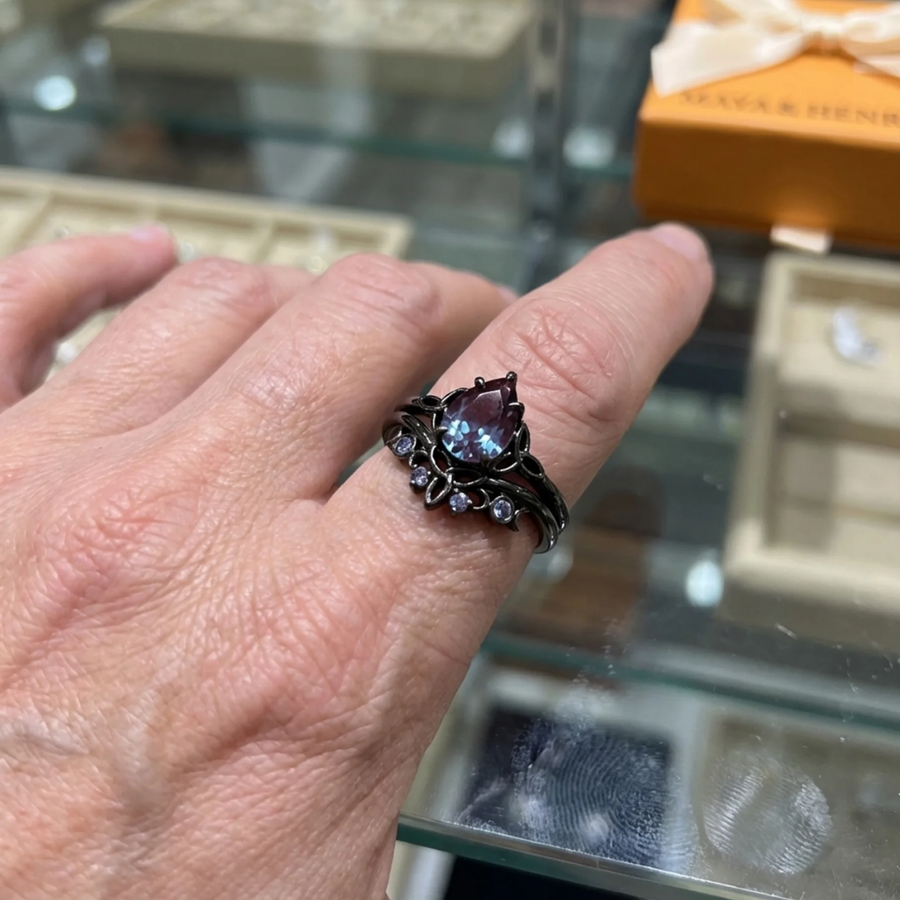 Anello a Strati in Ametista | Oro Bianco