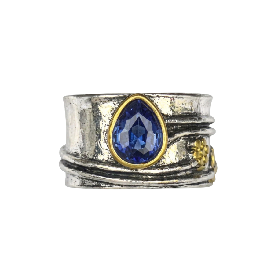 Anello da Meditazione in Gemma Bohemiana | Oro Bianco