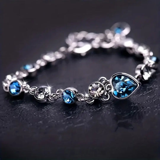 Bracciale scintillante cuore oceano | Oro bianco