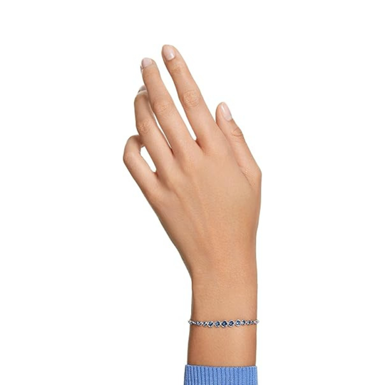 Bracciale da tennis in zaffiro a forma rotonda | Oro bianco