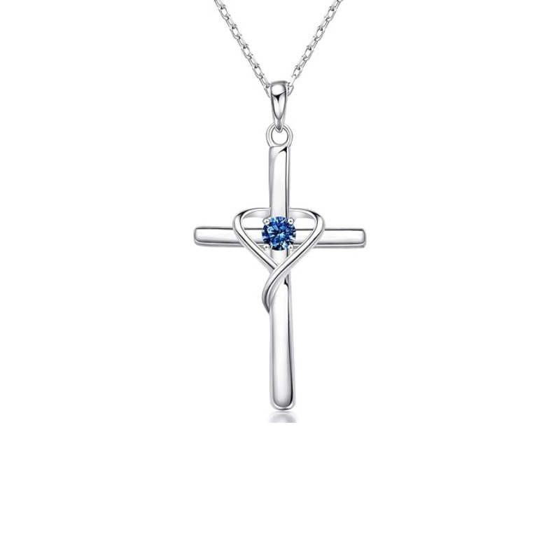 Collana croce zaffiro | Oro bianco