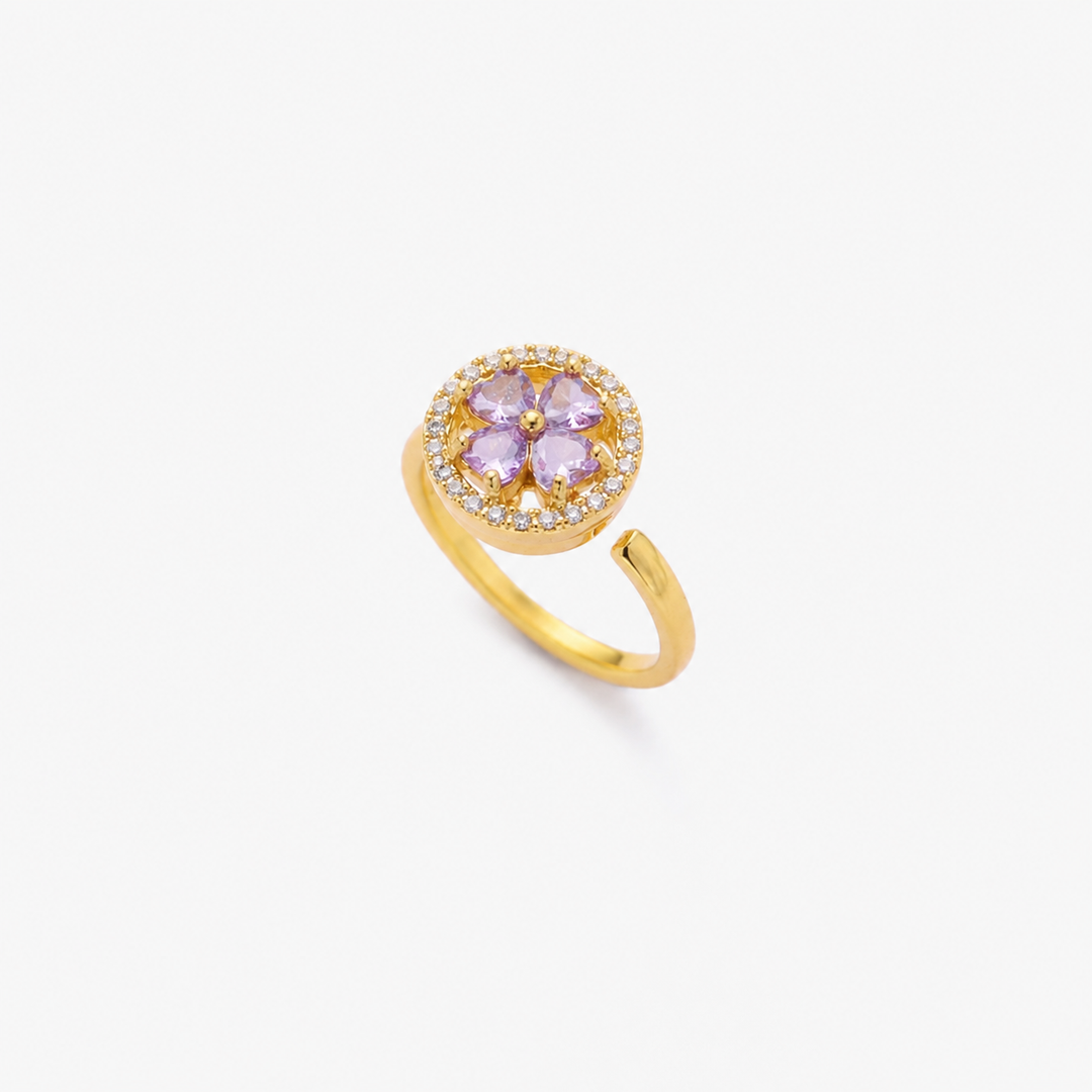 Anello Floreale in Zaffiro Dorato