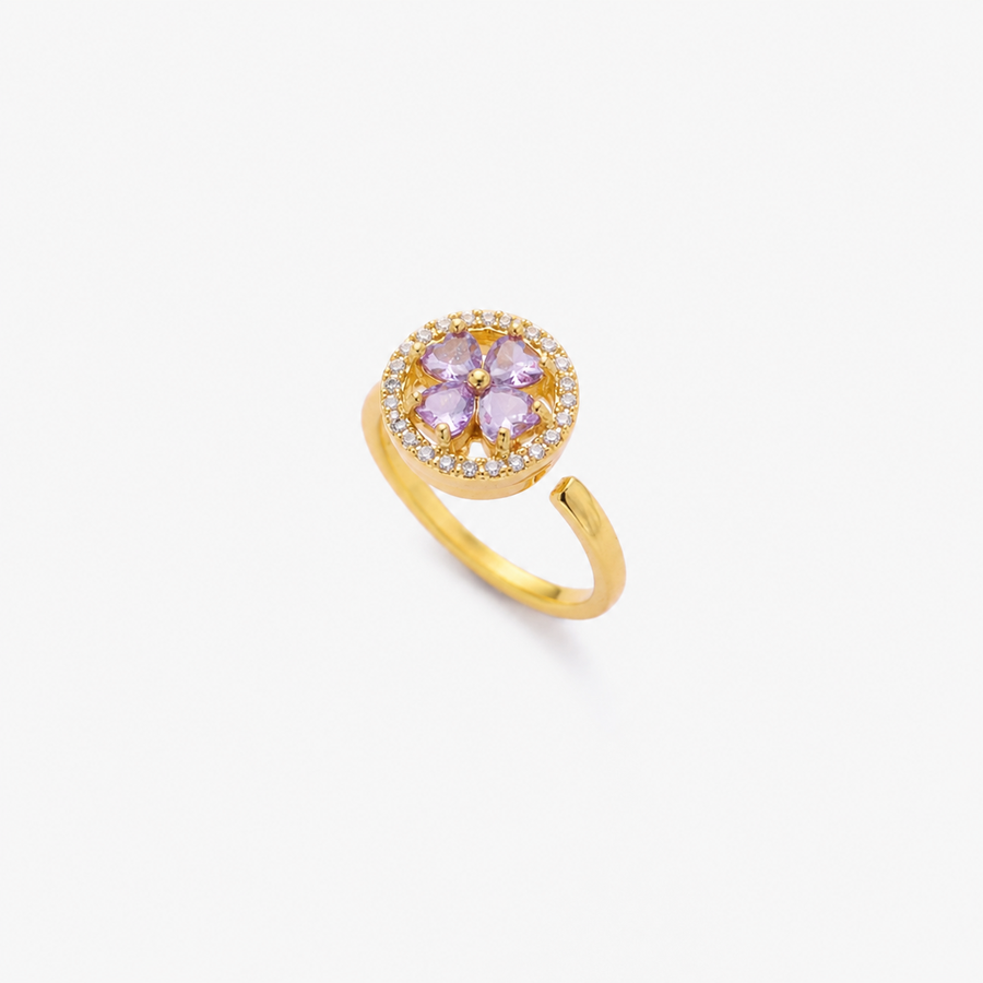 Anello Floreale in Zaffiro Dorato