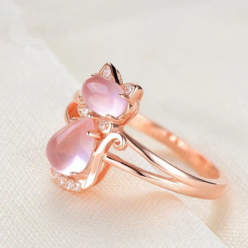 Anello per Gatto in Oro Rosa | Oro Rosa