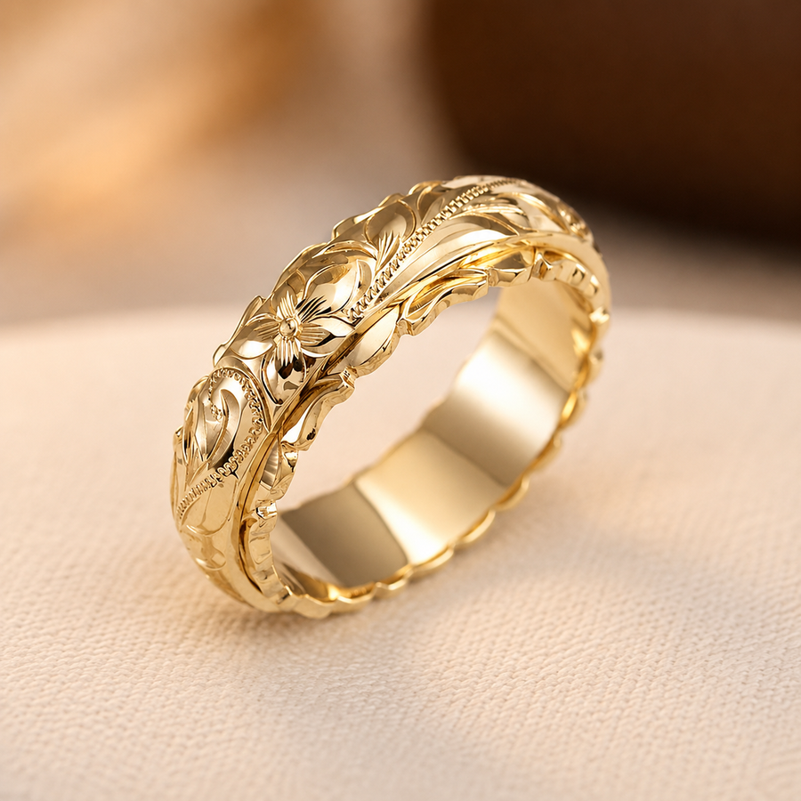 Anello Fiore in Oro Antico