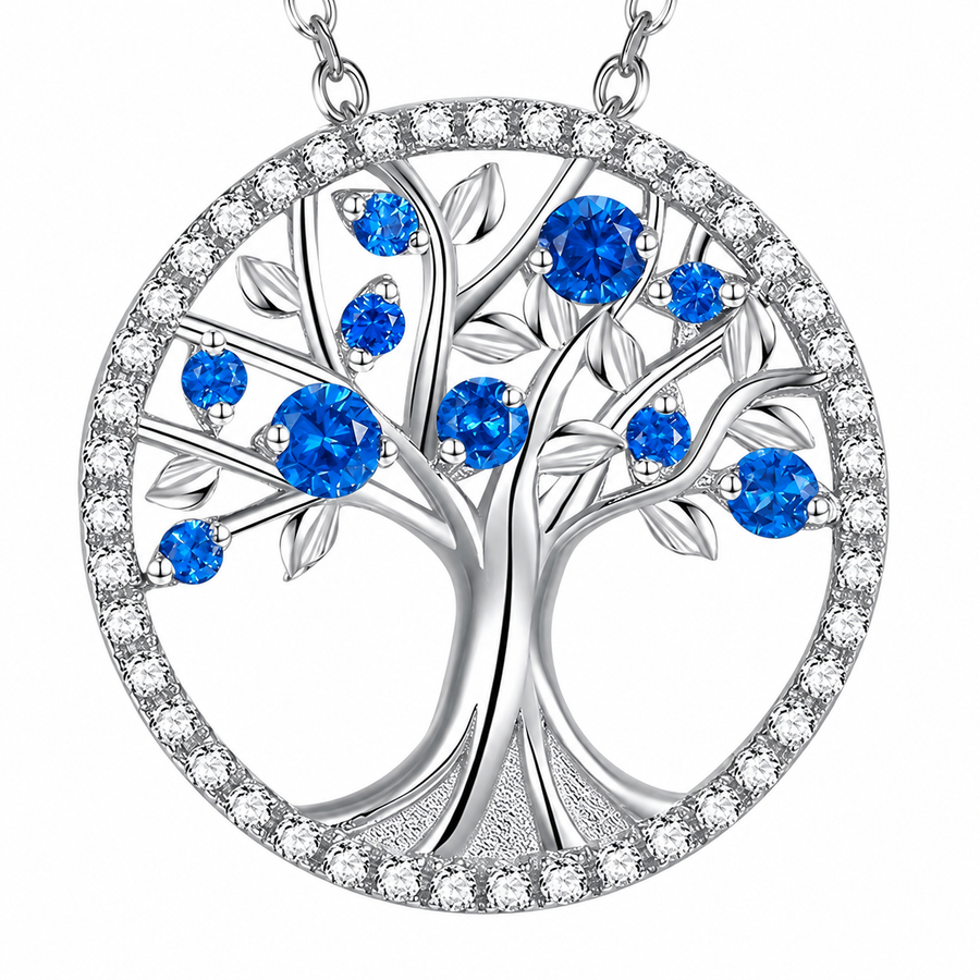 Collana zaffiro albero della vita | Oro bianco