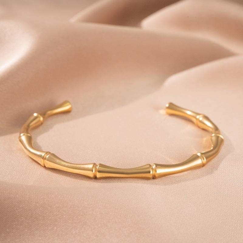 Bracciale a Cuff in Bambù | Oro Bianco