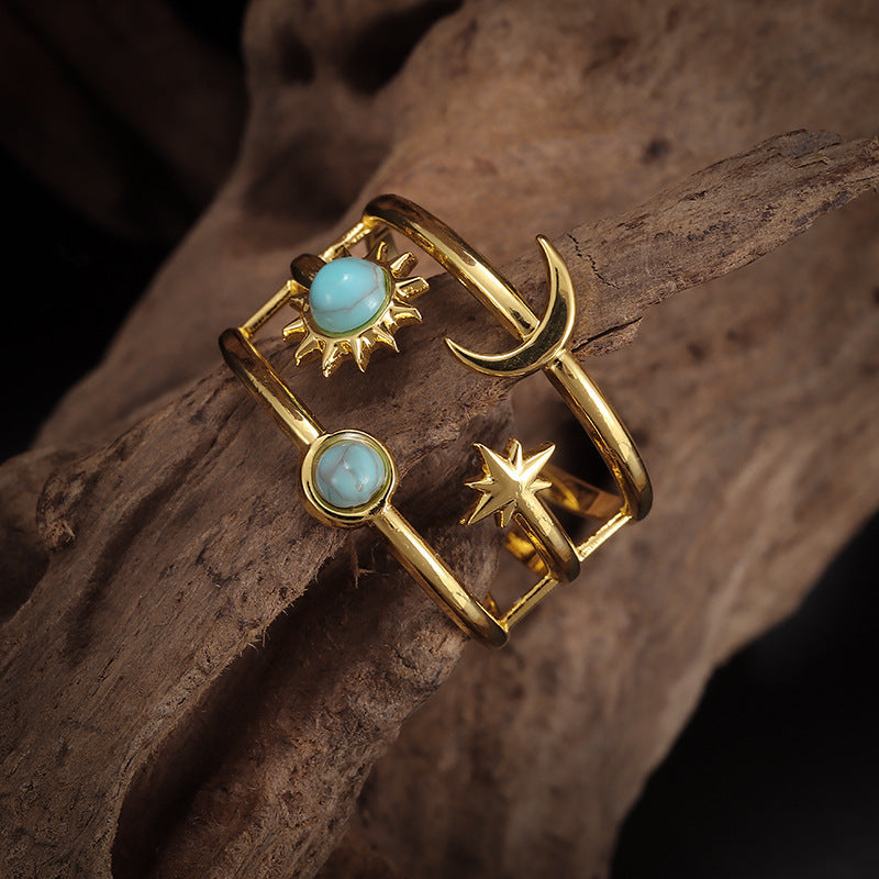 Anello Orbit in Turchese Soluna | Oro