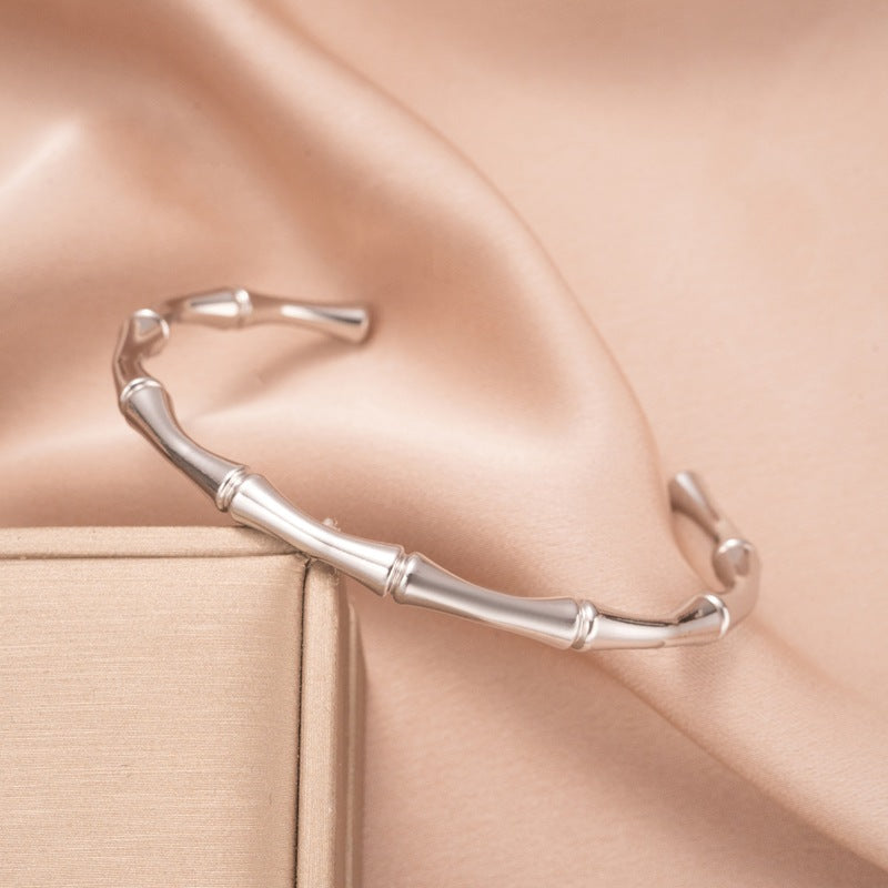 Bracciale a Cuff in Bambù | Oro Bianco