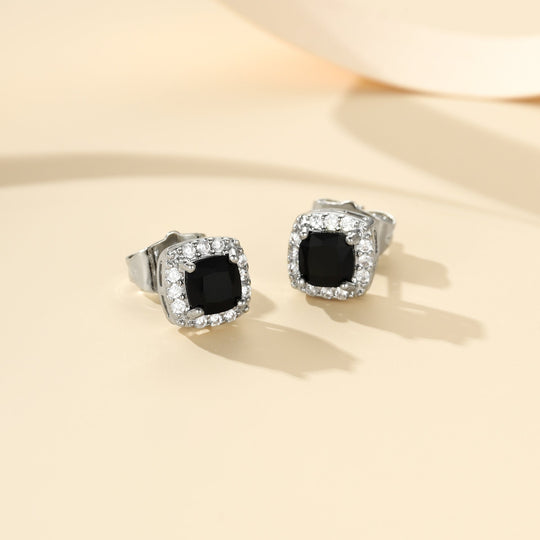 Orecchini a bottone Midnight Royale | Oro Bianco